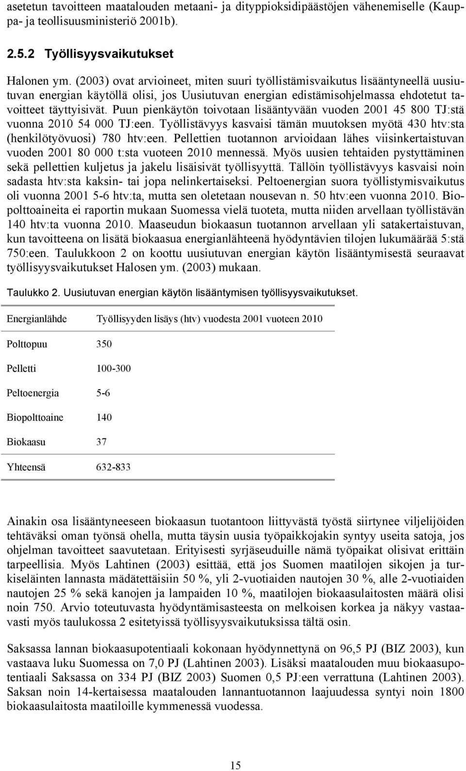 Puun pienkäytön toivotaan lisääntyvään vuoden 2001 45 800 TJ:stä vuonna 2010 54 000 TJ:een. Työllistävyys kasvaisi tämän muutoksen myötä 430 htv:sta (henkilötyövuosi) 780 htv:een.