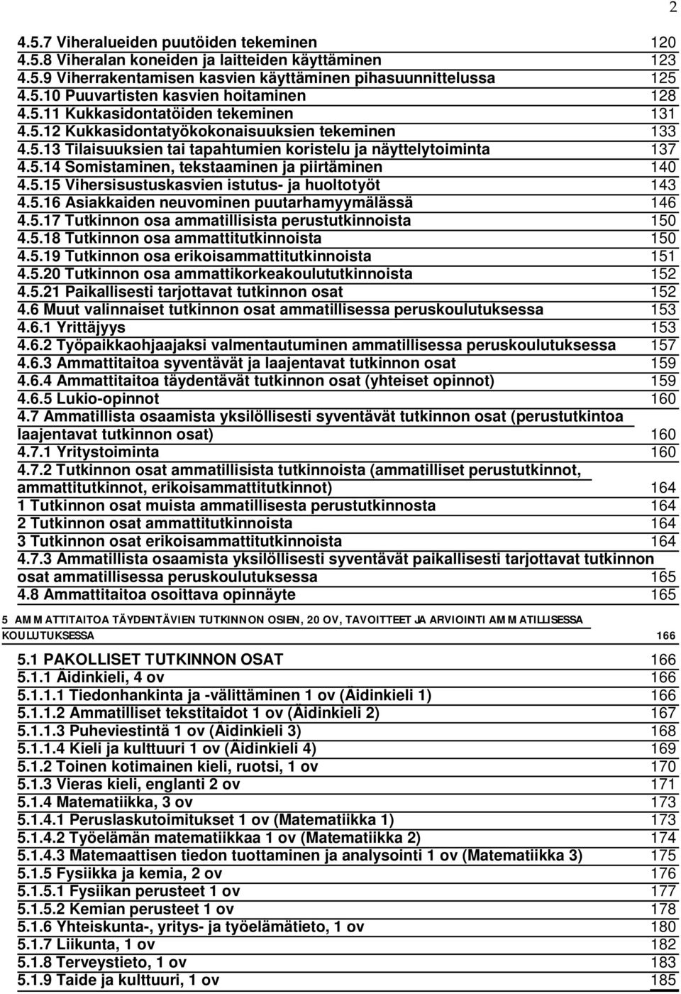 5.15 Vihersisustuskasvien istutus- ja huoltotyöt 143 4.5.16 Asiakkaiden neuvominen puutarhamyymälässä 146 4.5.17 Tutkinnon osa ammatillisista perustutkinnoista 150 4.5.18 Tutkinnon osa ammattitutkinnoista 150 4.