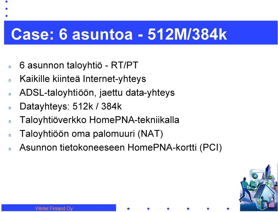 Datayhteys: 512k / 384k Taloyhtiöverkko HomePNA-tekiikalla