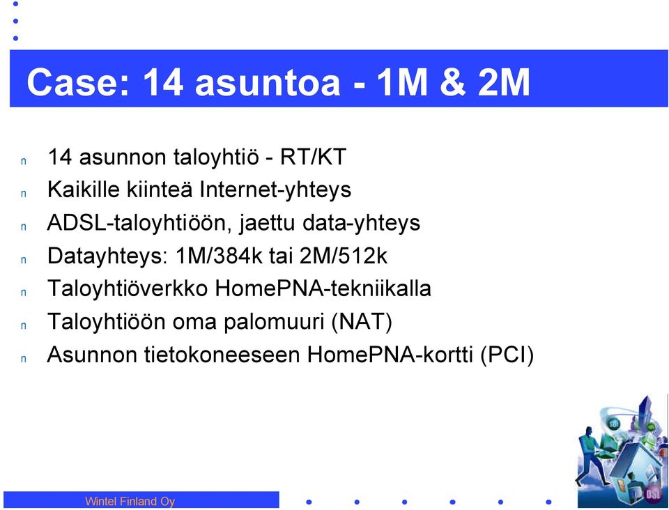 1M/384k tai 2M/512k Taloyhtiöverkko HomePNA-tekiikalla Taloyhtiöö