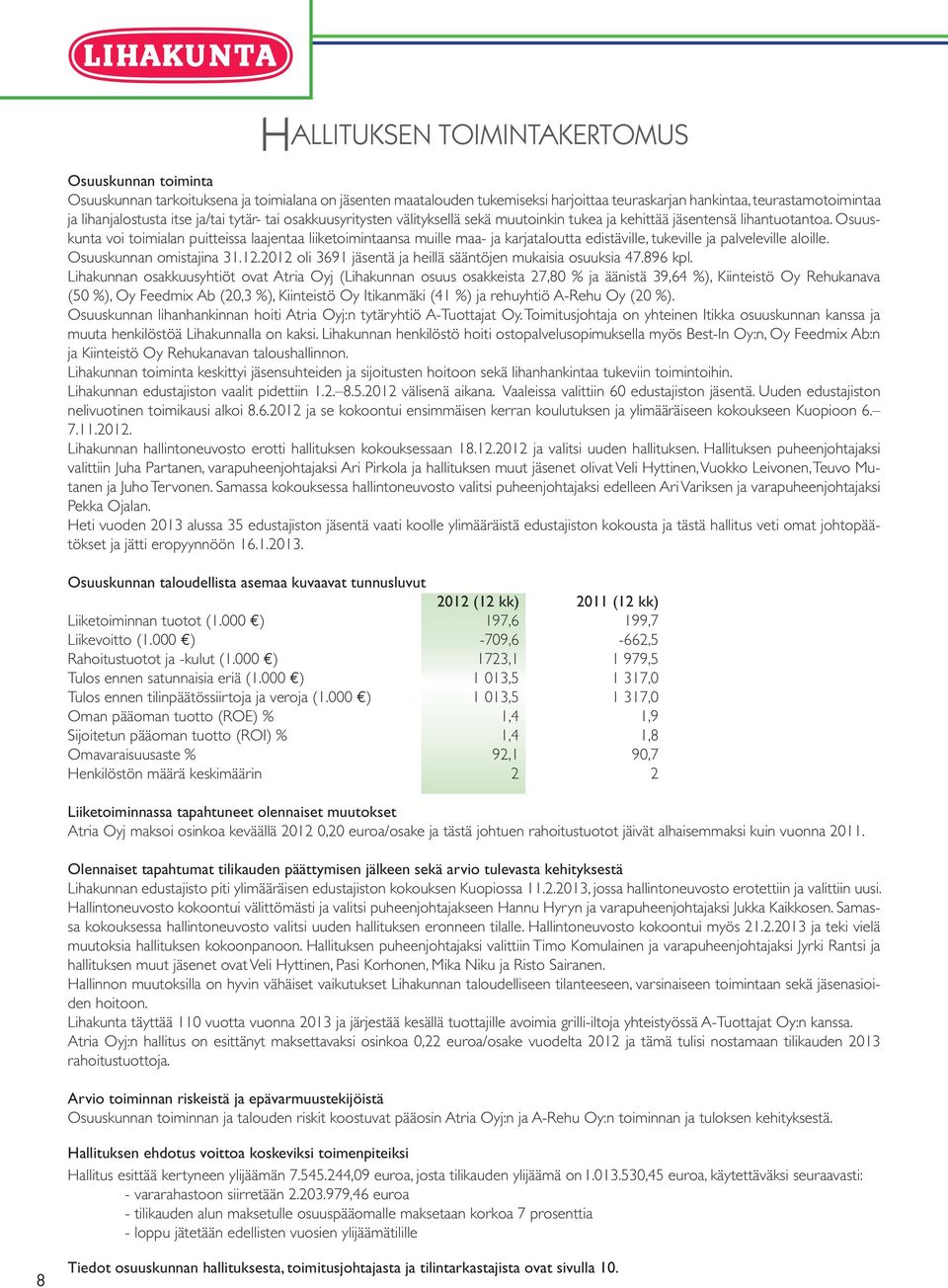 Osuuskunta voi toimialan puitteissa laajentaa liiketoimintaansa muille maa- ja karjataloutta edistäville, tukeville ja palveleville aloille. Osuuskunnan omistajina 31.12.