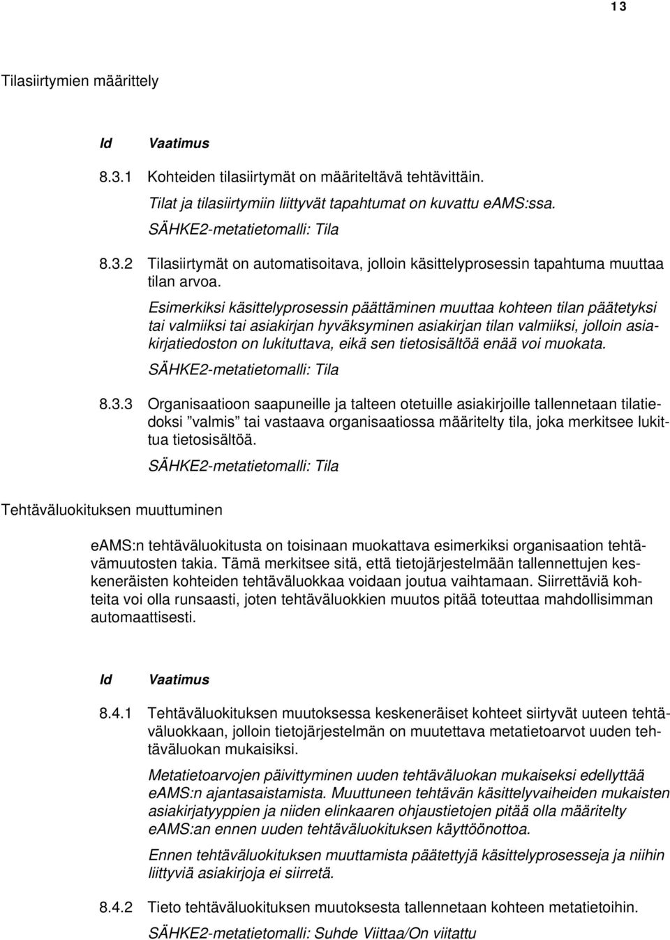 tietosisältöä enää voi muokata. SÄHKE2-metatietomalli: Tila 8.3.