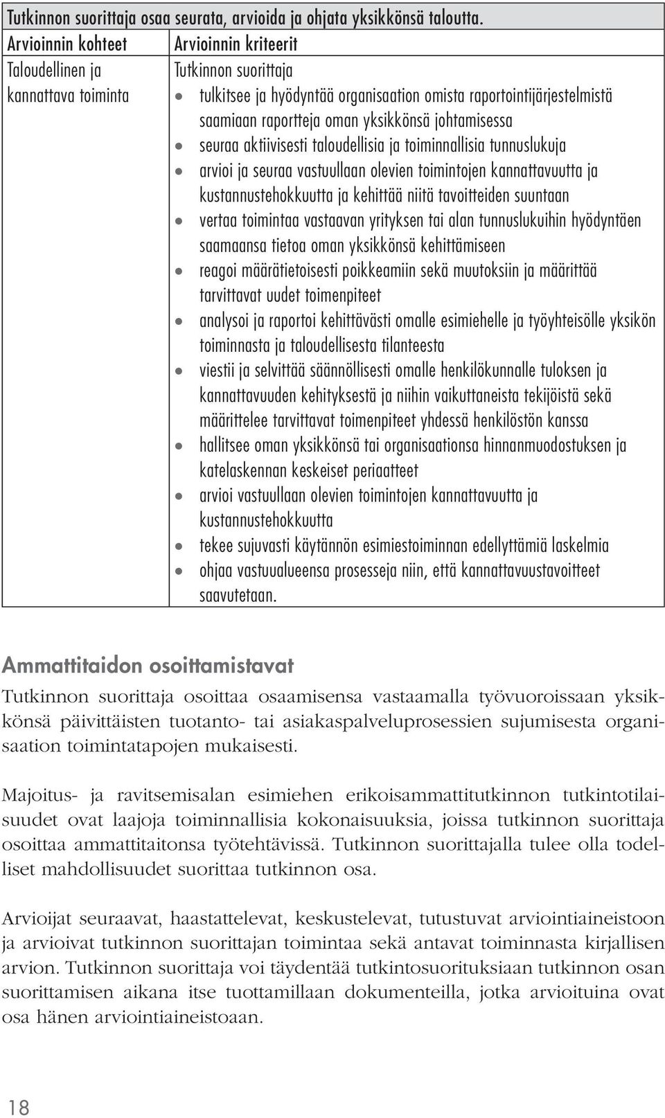 toiminnallisia tunnuslukuja arvioi ja seuraa vastuullaan olevien toimintojen kannattavuutta ja kustannustehokkuutta ja kehittää niitä tavoitteiden suuntaan vertaa toimintaa vastaavan yrityksen tai