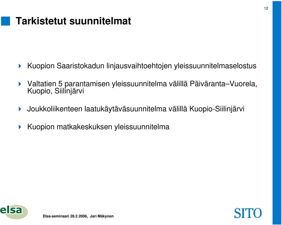 välillä Päiväranta Vuorela, Kuopio, Siilinjärvi Joukkoliikenteen