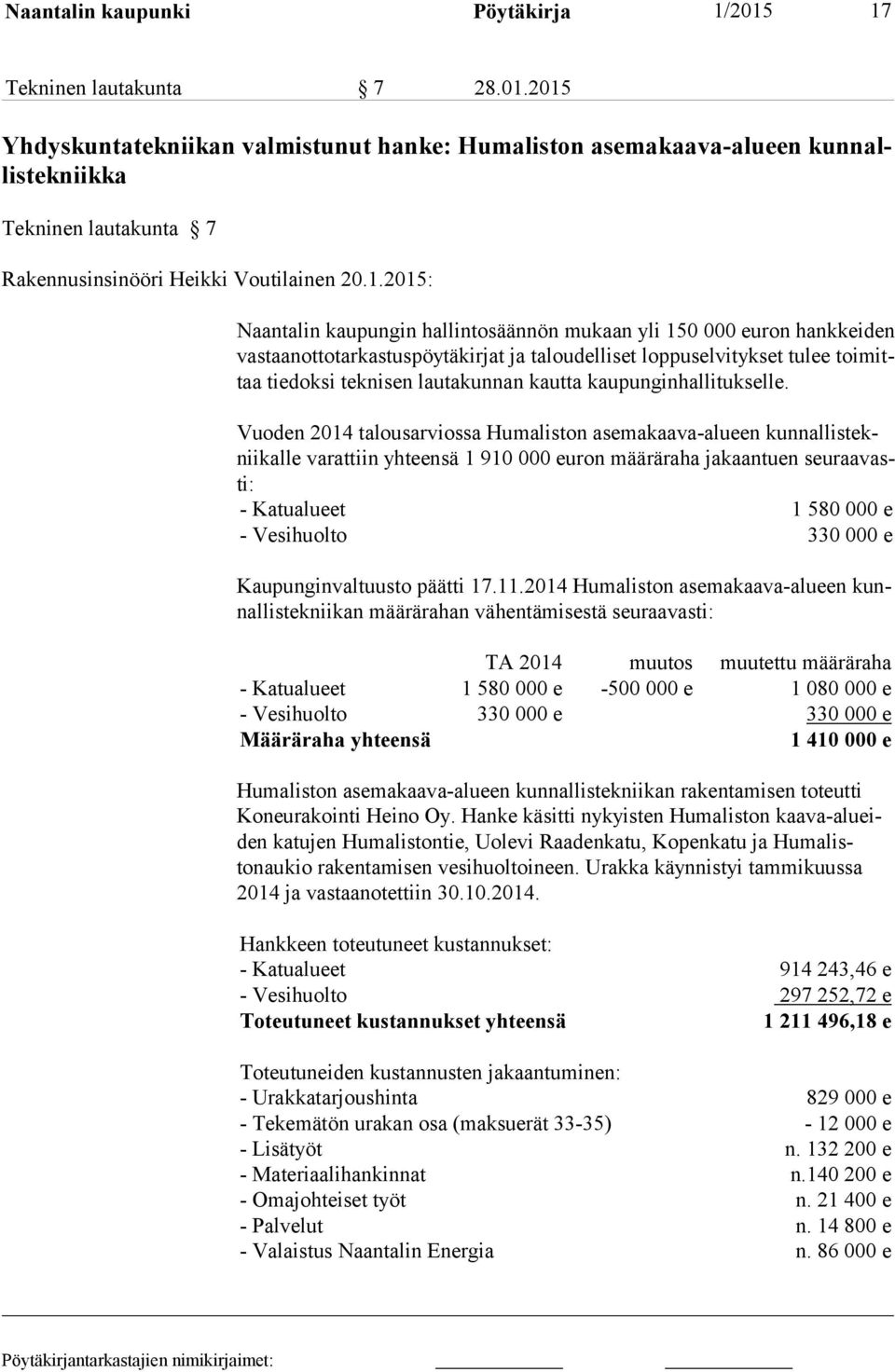 kaupunginhallitukselle.