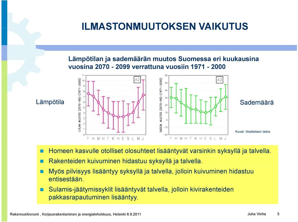 Rakenteiden kuivuminen hidastuu syksyllä ja talvella. Myös pilvisyys lisääntyy syksyllä ja talvella, jolloin kuivuminen hidastuu entisestään.