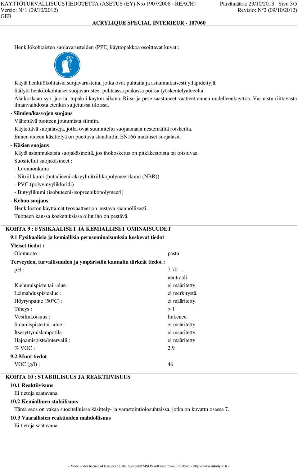 Älä koskaan syö, juo tai tupakoi käytön aikana. Riisu ja pese saastuneet vaatteet ennen uudelleenkäyttöä. Varmistu riittävästä ilmanvaihdosta etenkin suljetuissa tiloissa.