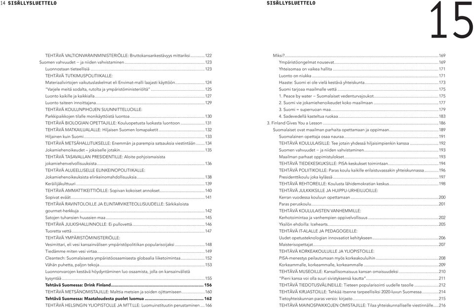 ..125 Luonto kaikille ja kaikkialla...127. Luonto taiteen innoittajana...129. TEHTÄVÄ KOULUNPIHOJEN SUUNNITTELIJOILLE: Parkkipaikkojen tilalle monikäyttöistä luontoa.