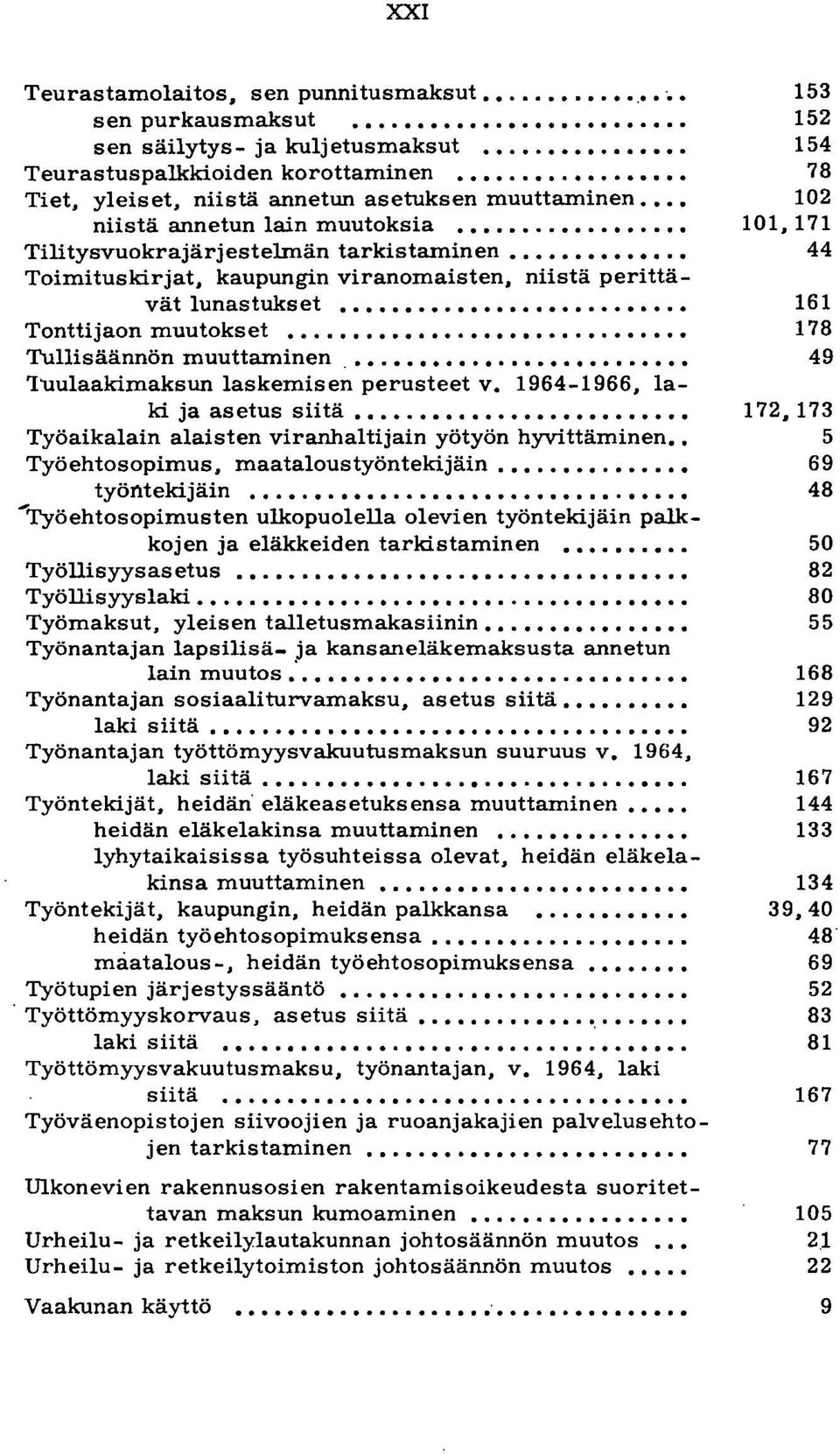 . Toimituskirjat, kaupungin viranomaisten, niistä perittävät lunastukset. Tonttijaon muutokset..... Tullisäännön muuttaminen,.. 1uulaakimaksun laskemisen perusteet v. 1964-1966, laki ja asetus siitä.