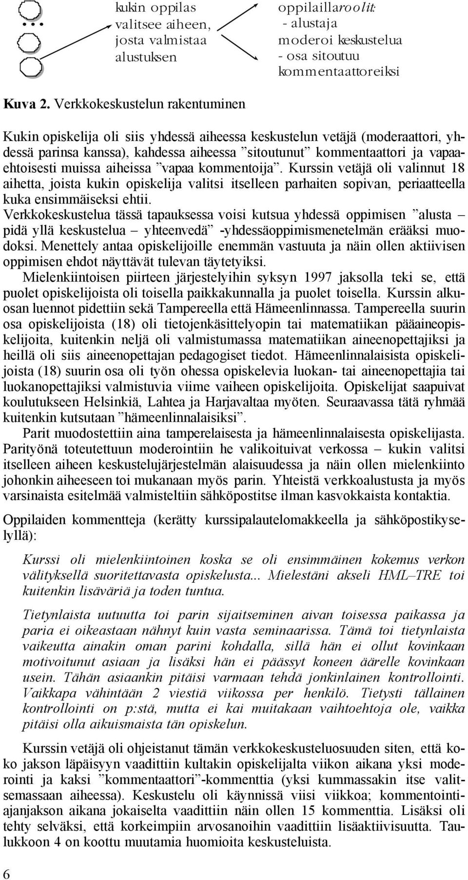 muissa aiheissa vapaa kommentoija. Kurssin vetäjä oli valinnut 18 aihetta, joista kukin opiskelija valitsi itselleen parhaiten sopivan, periaatteella kuka ensimmäiseksi ehtii.