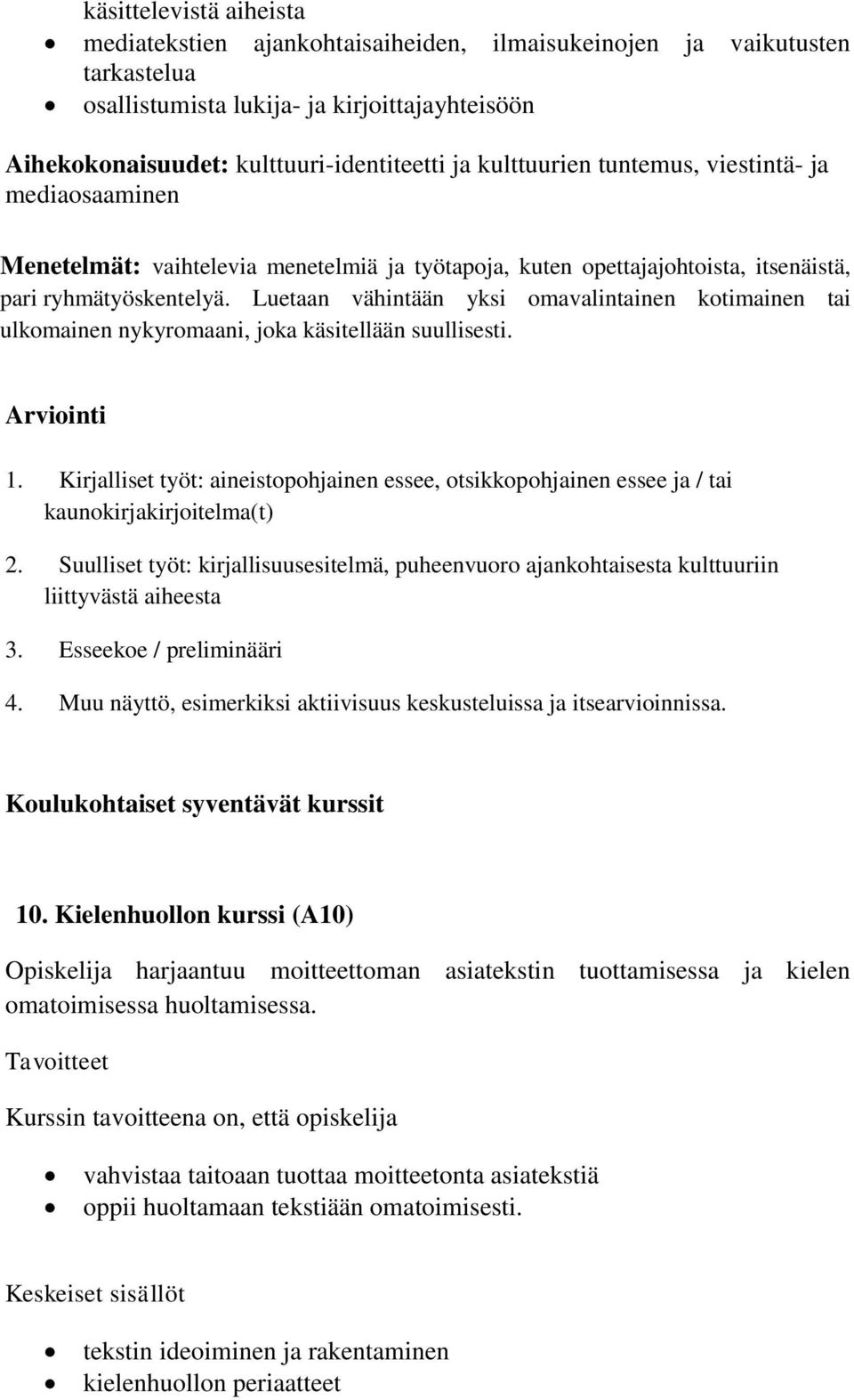 Luetaan vähintään yksi omavalintainen kotimainen tai ulkomainen nykyromaani, joka käsitellään suullisesti. 1.