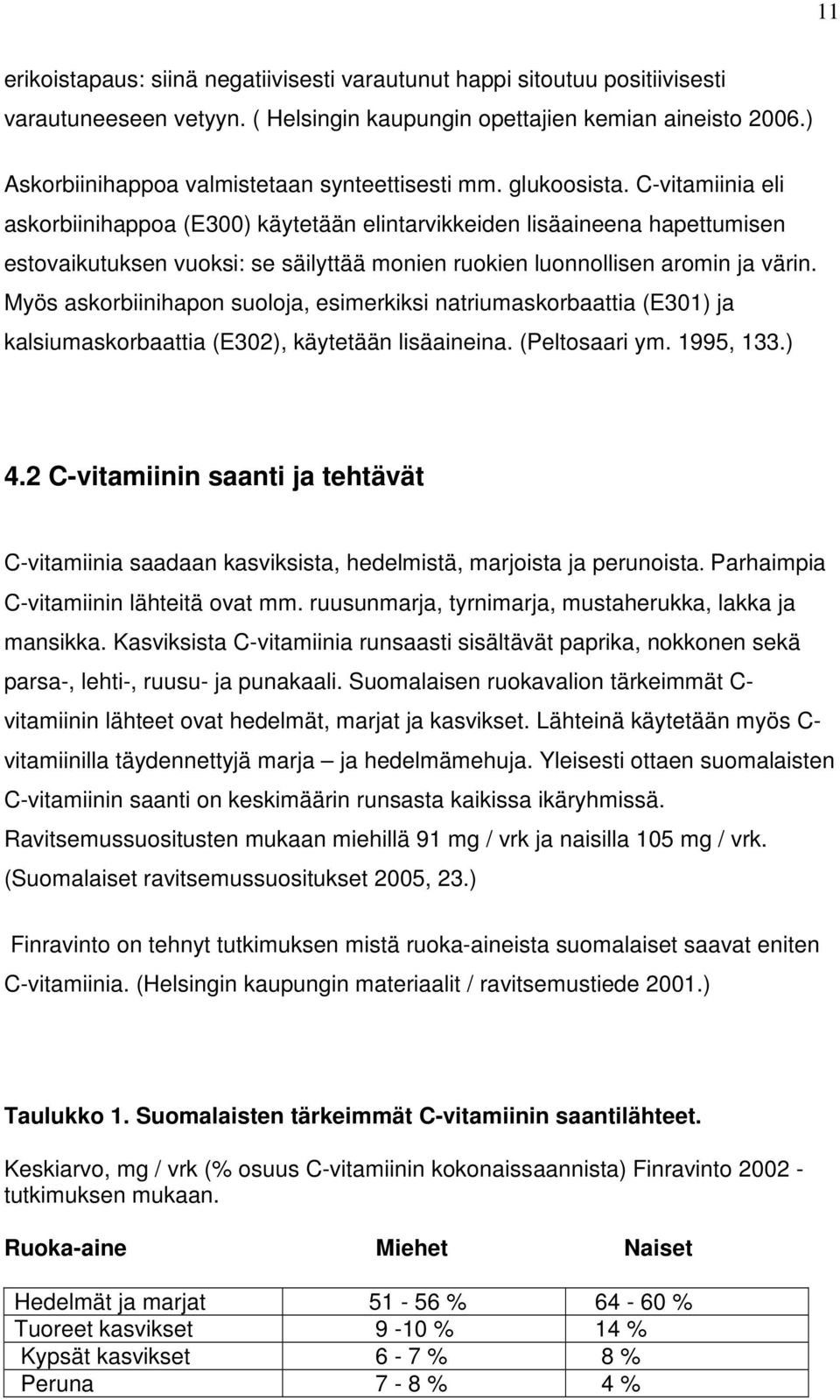 C-vitamiinia eli askorbiinihappoa (E300) käytetään elintarvikkeiden lisäaineena hapettumisen estovaikutuksen vuoksi: se säilyttää monien ruokien luonnollisen aromin ja värin.