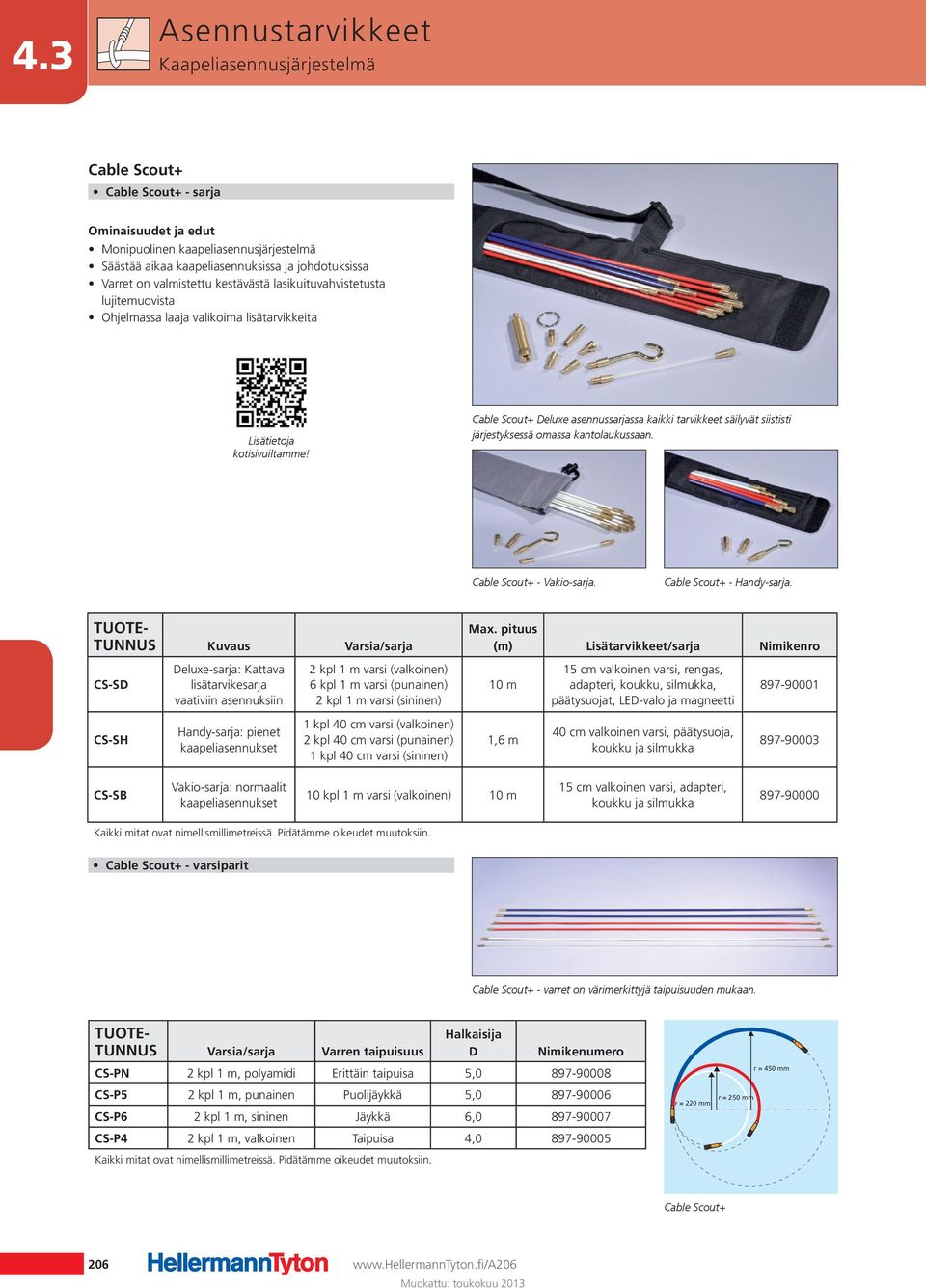 Cable Scout+ Deluxe asennussarjassa kaikki tarvikkeet säilyvät siististi järjestyksessä omassa kantolaukussaan. Cable Scout+ - Vakio-sarja. Cable Scout+ - Handy-sarja.