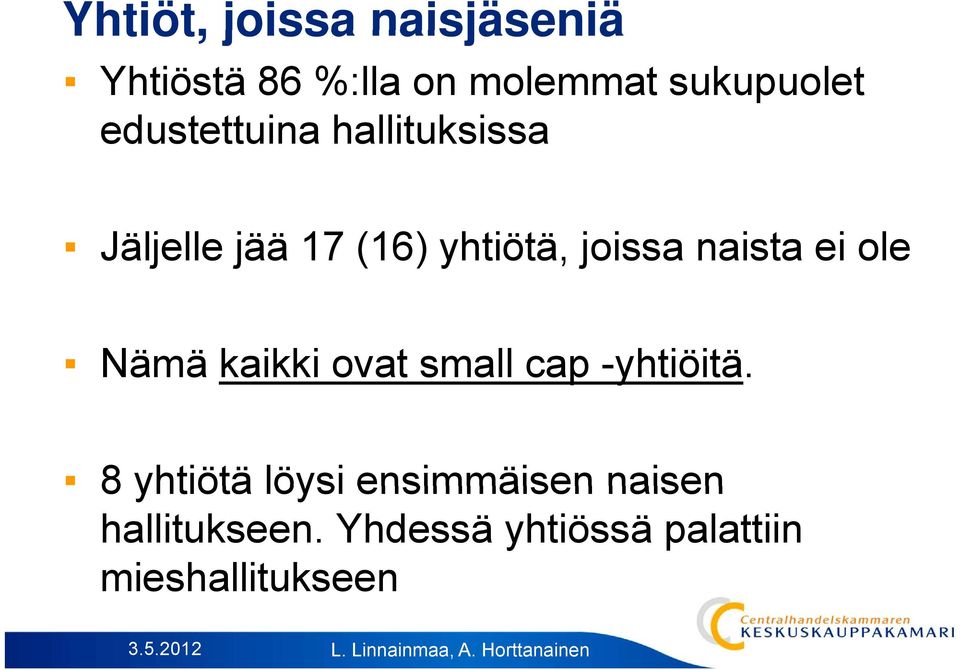 naista ei ole Nämä kaikki ovat small cap -yhtiöitä.