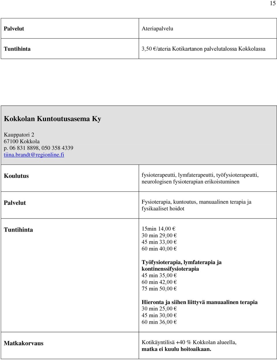 fi fysioterapeutti, lymfaterapeutti, työfysioterapeutti, neurologisen fysioterapian erikoistuminen Fysioterapia, kuntoutus, manuaalinen terapia ja fysikaaliset