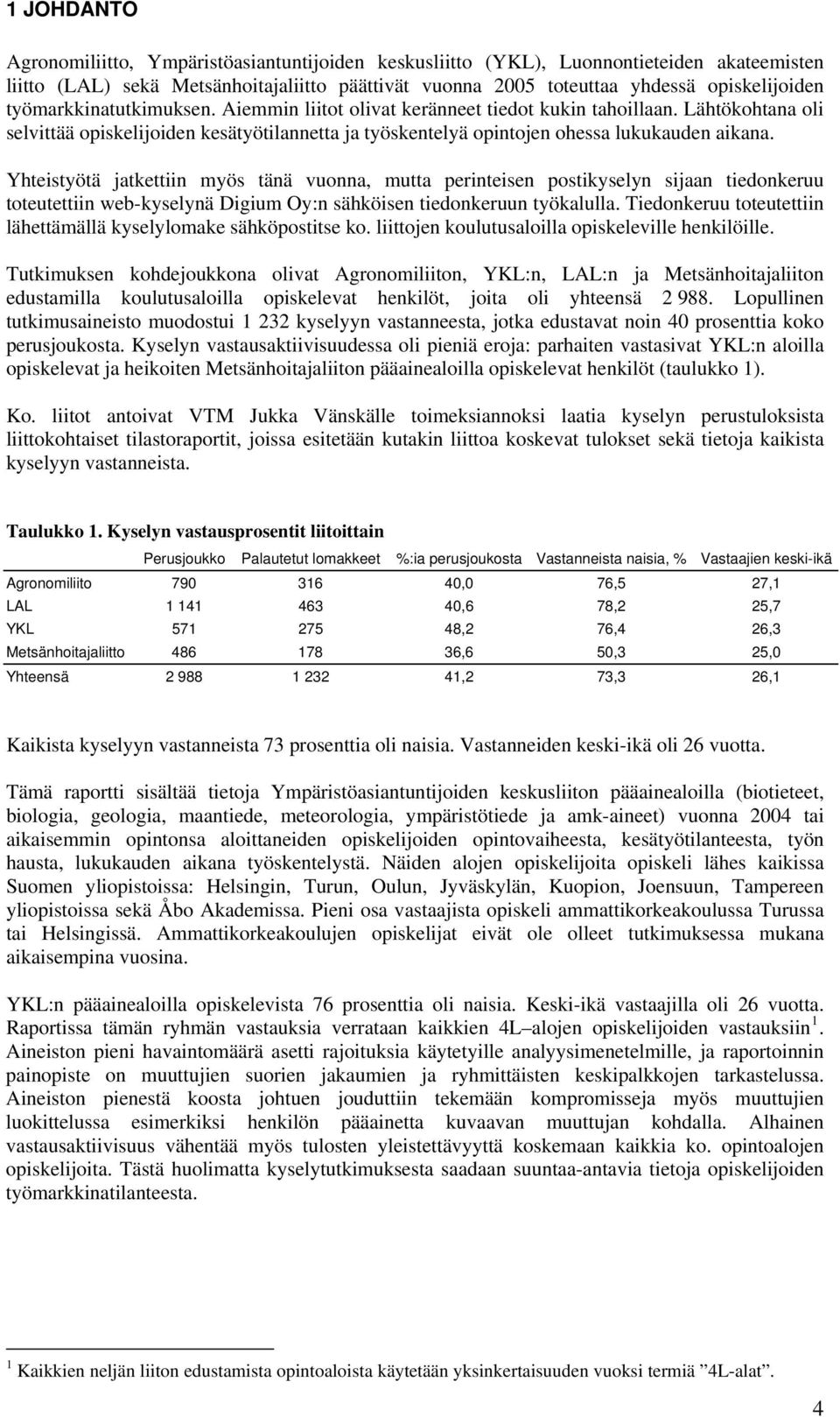 Yhteistyötä jatkettiin myös tänä vuonna, mutta perinteisen postikyselyn sijaan tiedonkeruu toteutettiin web-kyselynä Digium Oy:n sähköisen tiedonkeruun työkalulla.