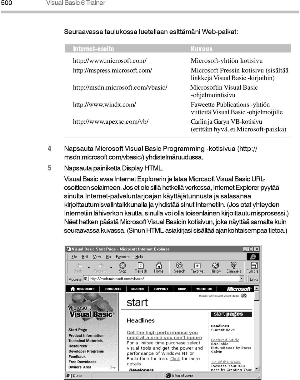 com/vb/ Kuvaus Microsoft-yhtiön kotisivu Microsoft Pressin kotisivu (sisältää linkkejä Visual Basic -kirjoihin) Microsoftin Visual Basic -ohjelmointisivu Fawcette Publications -yhtiön viitteitä