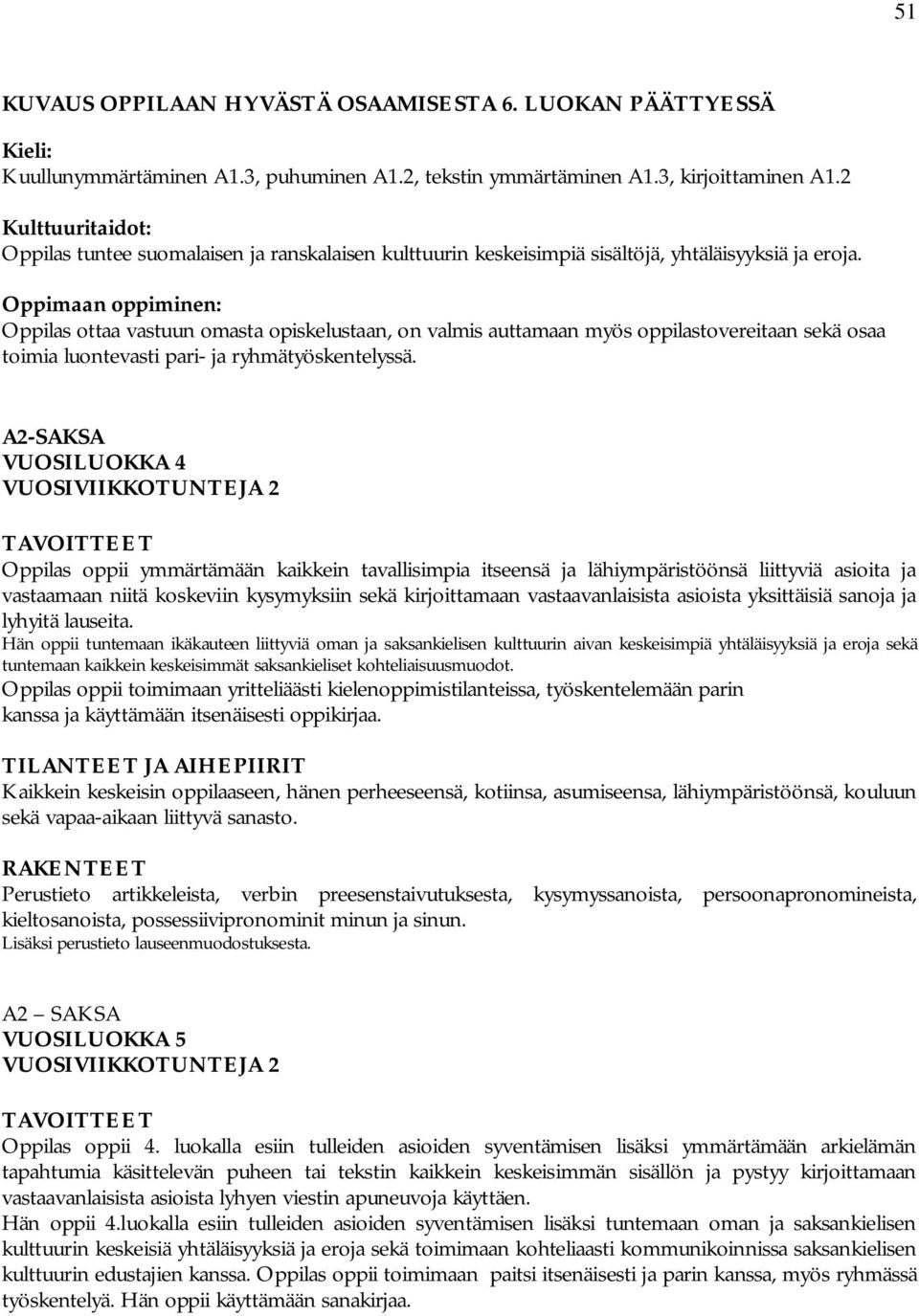 Oppimaan oppiminen: Oppilas ottaa vastuun omasta opiskelustaan, on valmis auttamaan myös oppilastovereitaan sekä osaa toimia luontevasti pari- ja ryhmätyöskentelyssä.