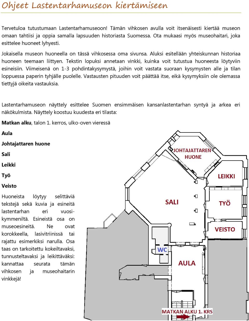 Tekstin lopuksi annetaan vinkki, kuinka voit tutustua huoneesta löytyviin esineisiin.