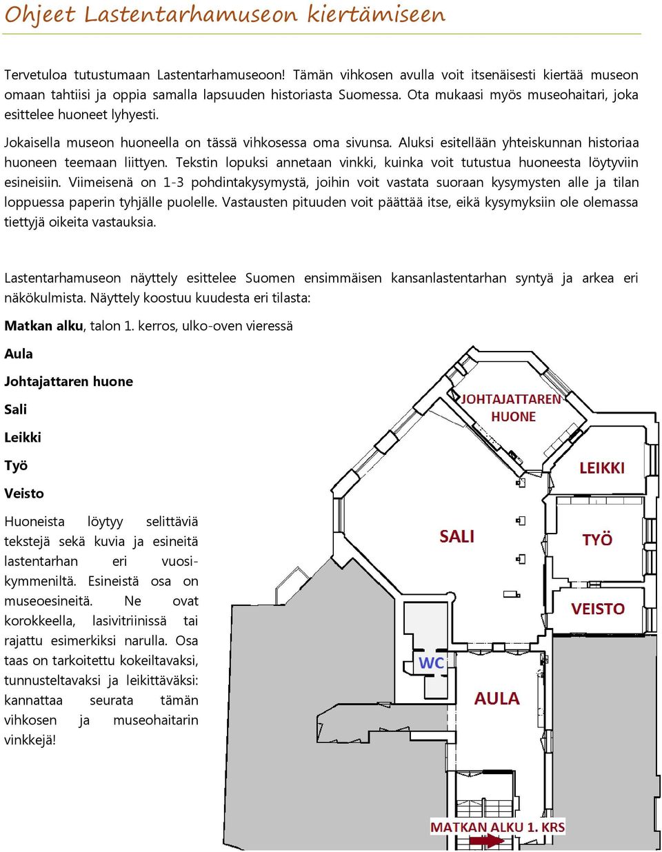 Tekstin lopuksi annetaan vinkki, kuinka voit tutustua huoneesta löytyviin esineisiin.