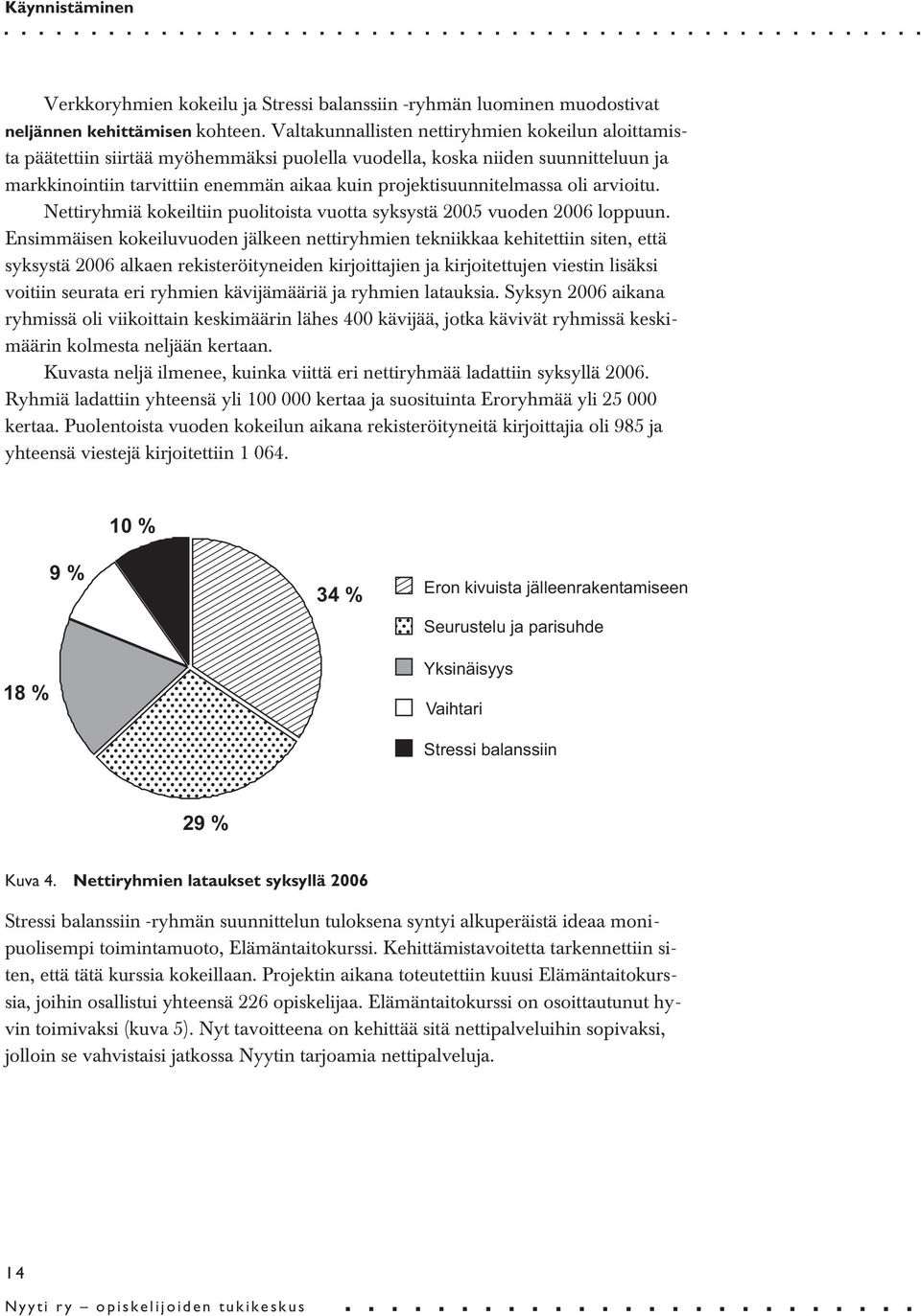 projektisuunnitelmassa oli arvioitu. Nettiryhmiä kokeiltiin puolitoista vuotta syksystä 2005 vuoden 2006 loppuun.