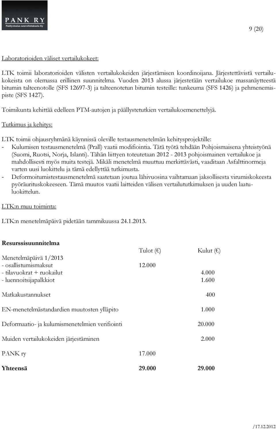 Toimikunta kehittää edelleen PTM-autojen ja päällystetutkien vertailukoemenettelyjä.