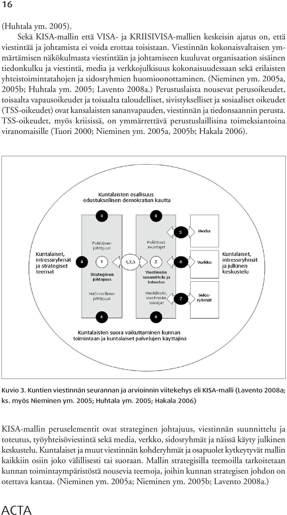 yhteistoimintatahojen ja sidosryhmien huomioonottaminen. (Nieminen ym. 2005a, 2005b; Huhtala ym. 2005; Lavento 2008a.