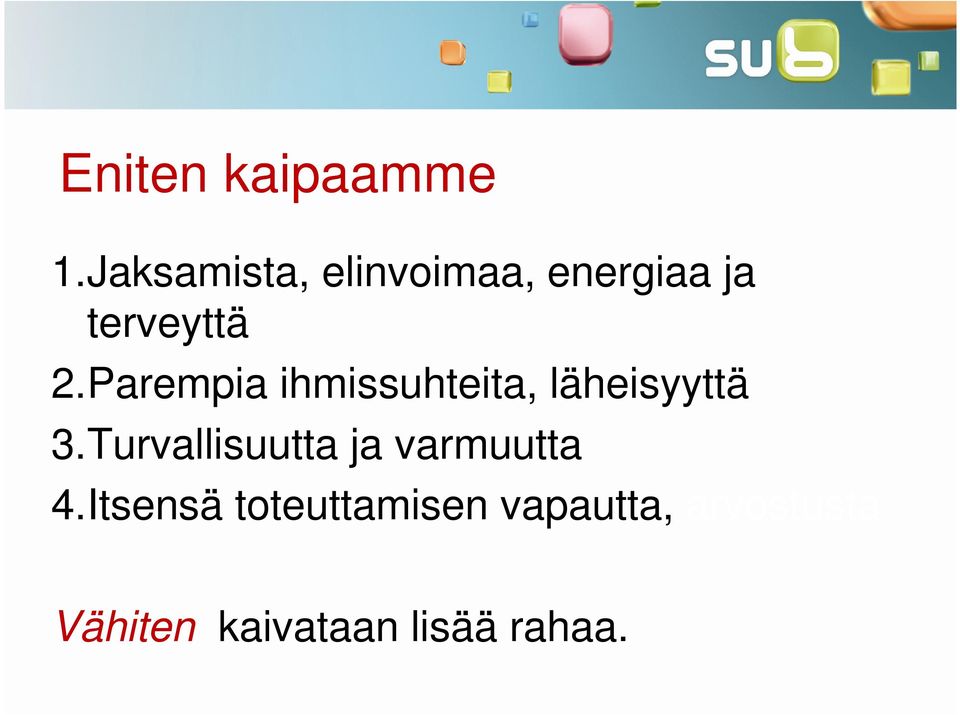 Parempia ihmissuhteita, läheisyyttä 3.