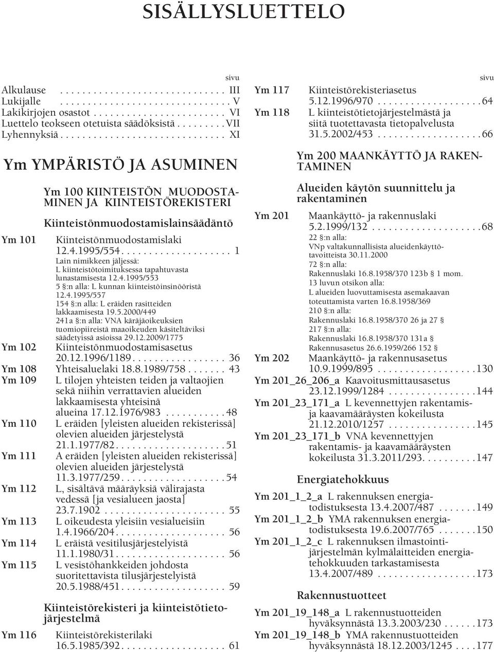 4.1995/554.................... 1 Lain nimikkeen jäljessä: L kiinteistötoimituksessa tapahtuvasta lunastamisesta 12.4.1995/553 5 :n alla: L kunnan kiinteistöinsinööristä 12.4.1995/557 154 :n alla: L eräiden rasitteiden lakkaamisesta 19.