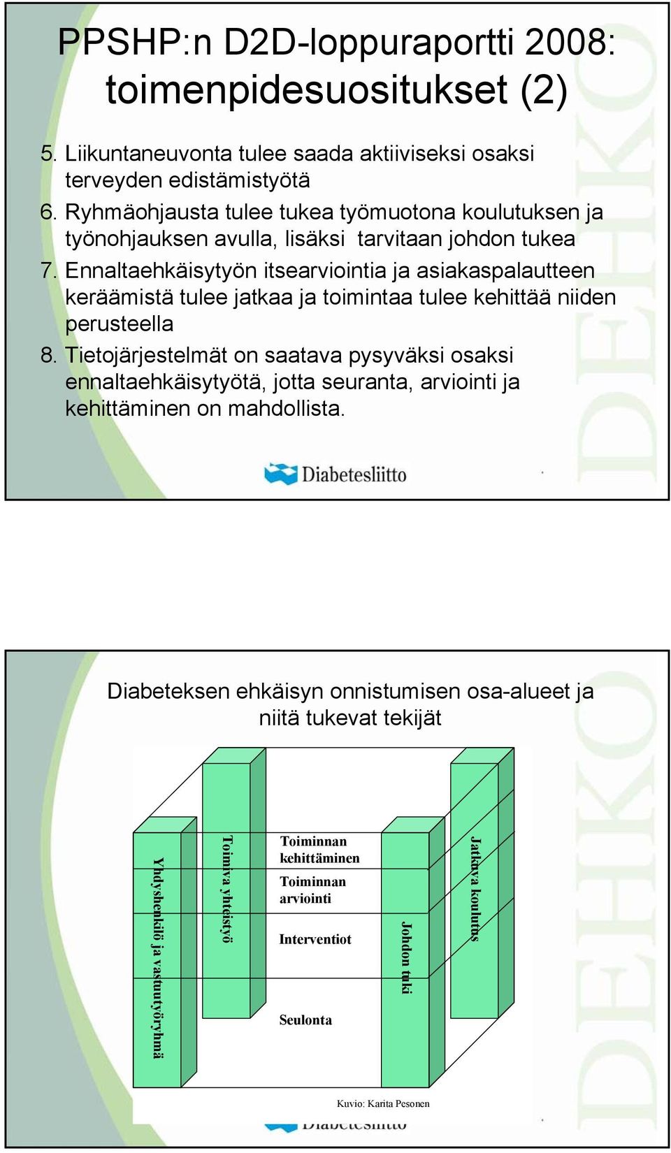 Ennaltaehkäisytyön itsearviointia ja asiakaspalautteen keräämistä tulee jatkaa ja toimintaa tulee kehittää niiden perusteella 8.