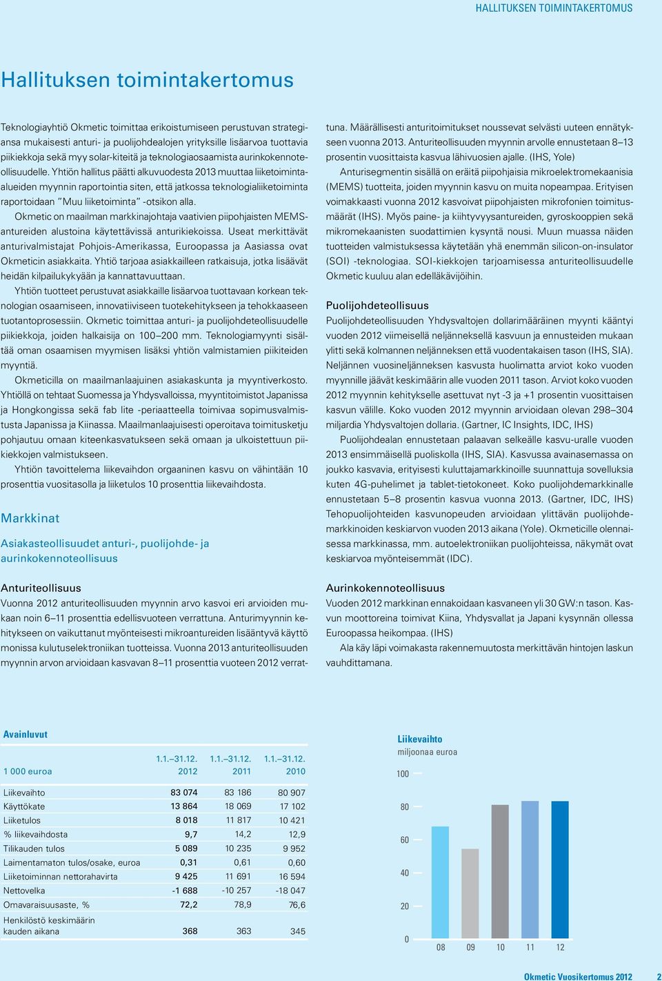 Yhtiön hallitus päätti alkuvuodesta 2013 muuttaa liiketoimintaalueiden myynnin raportointia siten, että jatkossa teknologialiiketoiminta raportoidaan Muu liiketoiminta -otsikon alla.