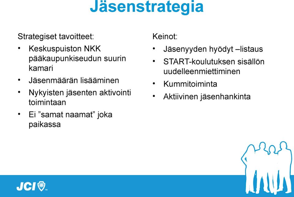 toimintaan Ei samat naamat joka paikassa Keinot: Jäsenyyden hyödyt listaus