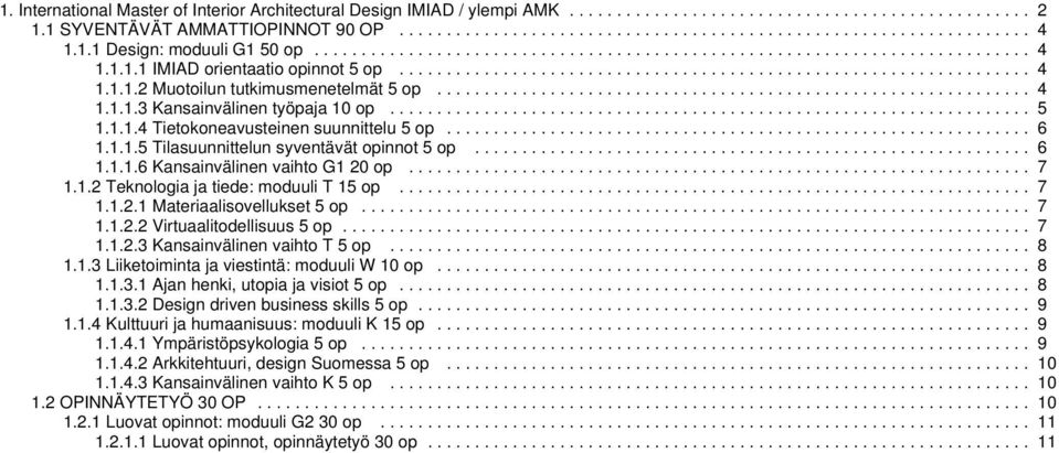 .............................................................. 4 1.1.1.3 Kansainvälinen työpaja 10 op.................................................................... 1.1.1.4 Tietokoneavusteinen suunnittelu op.