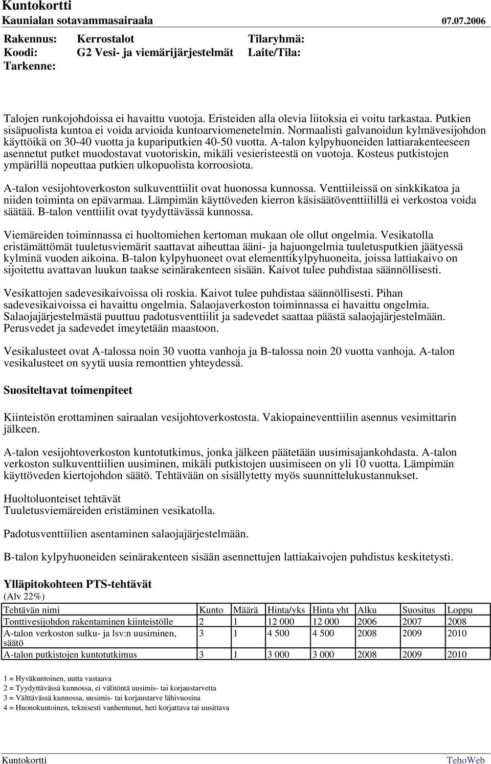 A-talon kylpyhuoneiden lattiarakenteeseen asennetut putket muodostavat vuotoriskin, mikäli vesieristeestä on vuotoja. Kosteus putkistojen ympärillä nopeuttaa putkien ulkopuolista korroosiota.