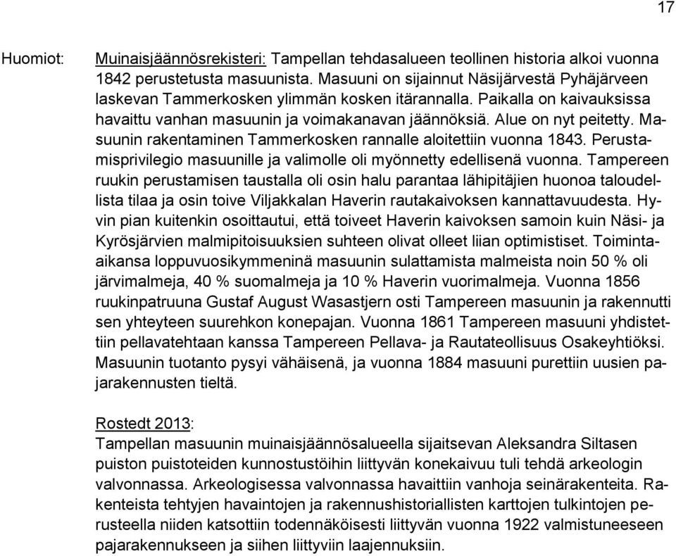 Masuunin rakentaminen Tammerkosken rannalle aloitettiin vuonna 1843. Perustamisprivilegio masuunille ja valimolle oli myönnetty edellisenä vuonna.