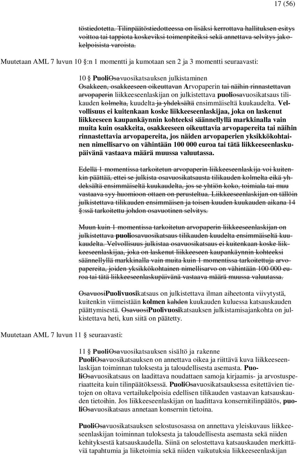 Arvopaperin tai näihin rinnastettavan arvopaperin liikkeeseenlaskijan on julkistettava puoliosavuosikatsaus tilikauden kolmelta, kuudelta ja yhdeksältä ensimmäiseltä kuukaudelta.