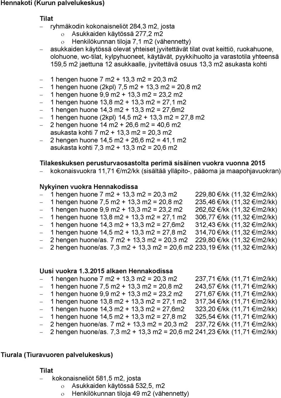 m2 + 13,3 m2 = 20,3 m2 1 hengen huone (2kpl) 7,5 m2 + 13,3 m2 = 20,8 m2 1 hengen huone 9,9 m2 + 13,3 m2 = 23,2 m2 1 hengen huone 13,8 m2 + 13,3 m2 = 27,1 m2 1 hengen huone 14,3 m2 + 13,3 m2 = 27,6m2