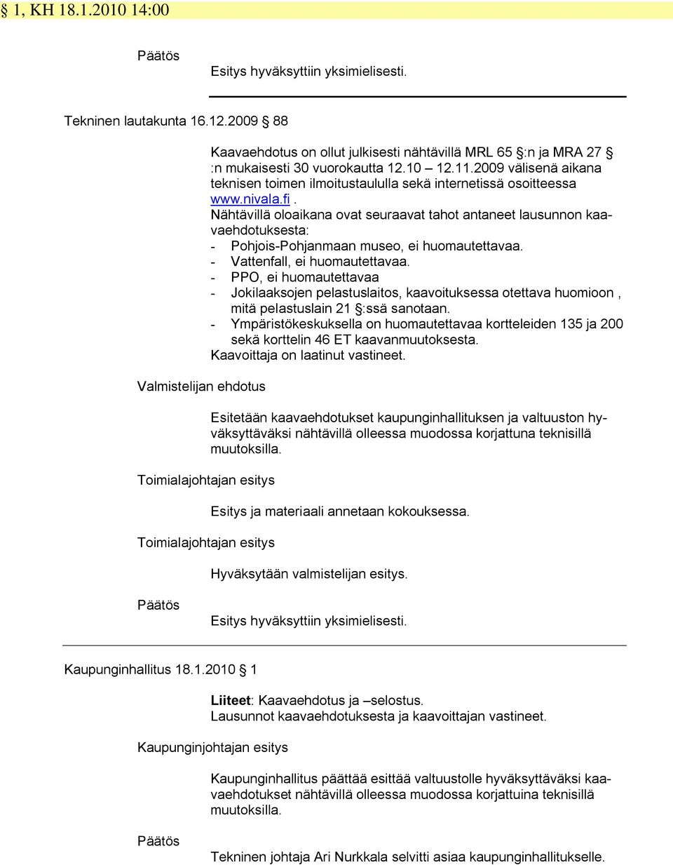 2009 välisenä aikana teknisen toimen ilmoitustaululla sekä internetissä osoitteessa www.nivala.fi.