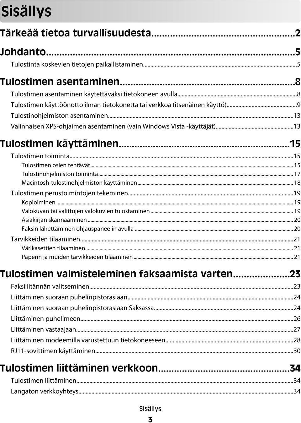 ..13 Tulostimen käyttäminen...15 Tulostimen toiminta...15 Tulostimen osien tehtävät... 15 Tulostinohjelmiston toiminta... 17 Macintosh-tulostinohjelmiston käyttäminen.