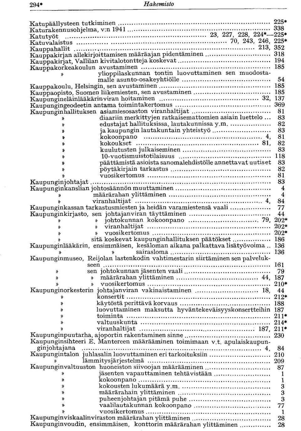 ylioppilaskunnan tontin luovuttaminen sen muodostamalle asunto-osakeyhtiölle 54 Kauppakoulu, Helsingin, sen avustaminen 185 Kauppaopisto, Suomen liikemiesten, sen avustaminen 185