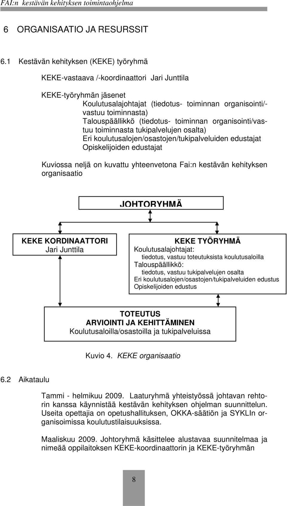 (tiedotus- toiminnan organisointi/vastuu toiminnasta tukipalvelujen osalta) Eri koulutusalojen/osastojen/tukipalveluiden edustajat Opiskelijoiden edustajat Kuviossa neljä on kuvattu yhteenvetona