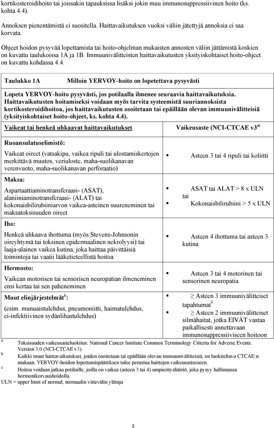 Immuunivälitteisten haittavaikutusten yksityiskohtaiset hoito-ohjeet on kuvattu kohdassa 4.