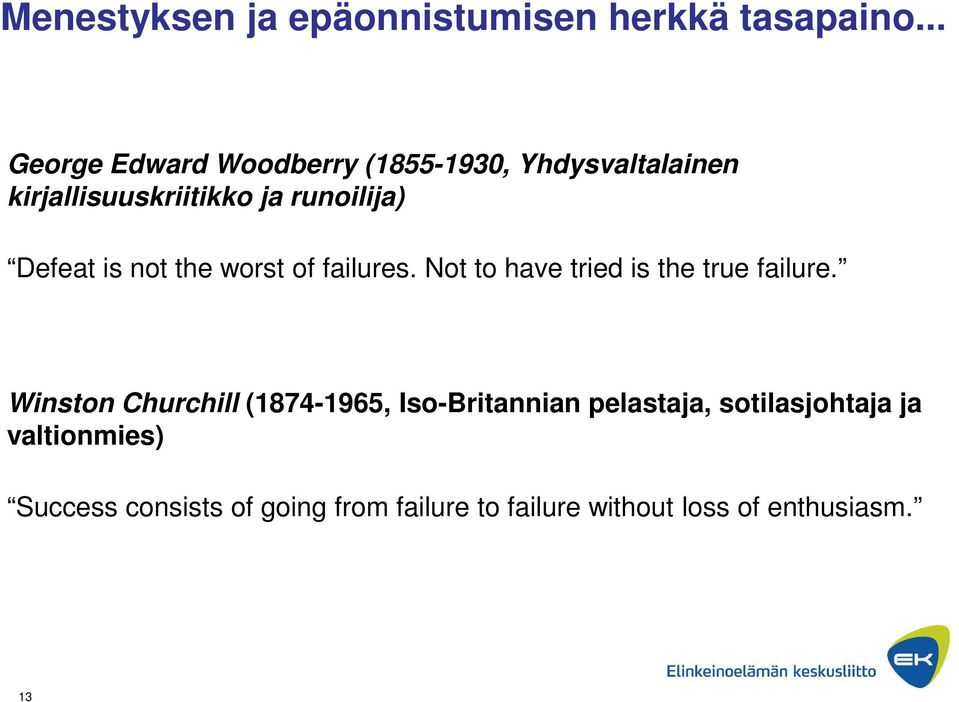 Defeat is not the worst of failures. Not to have tried is the true failure.