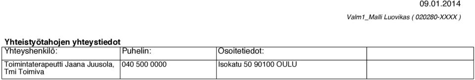 Osoitetiedot: Toimintaterapeutti