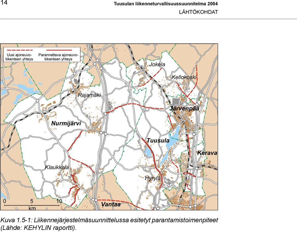 Rajamäki Järvenpää Klaukkala Tuusula Hyrylä Kerava 0 0 km Vantaa Kuva.