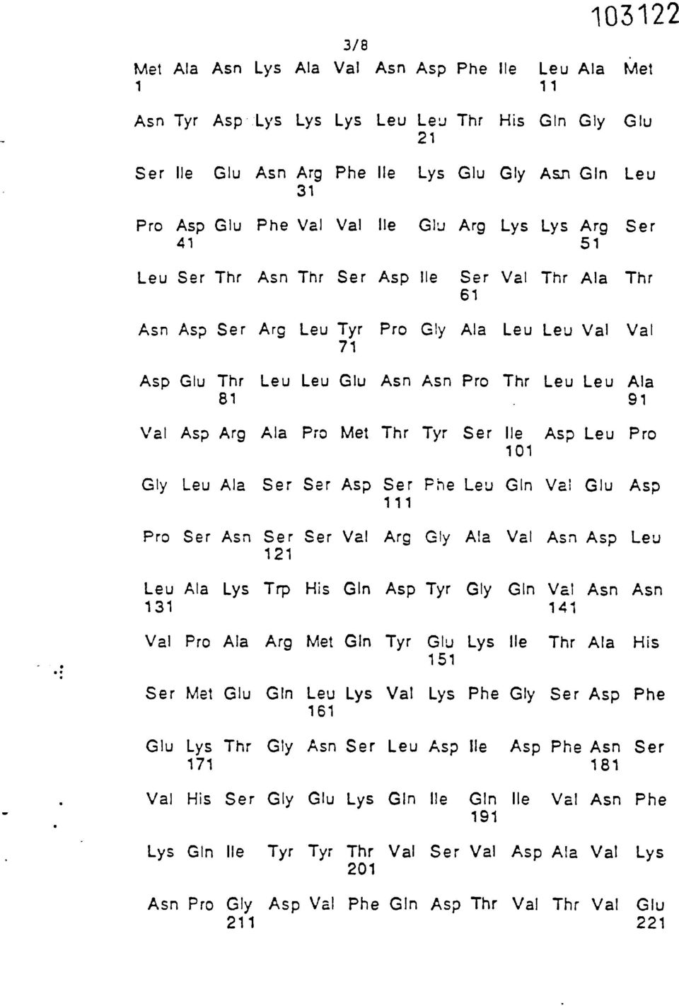 Asp Arg Ala Pro Met Thr Tyr Ser Ile Asp Leu Pro 101 Gly Leu Ala Ser Ser Asp Ser Phe Leu Gln Vai GIu Asp 111 Pro Ser Asn Ser Ser Val Arg Gly Ala Vai Asn Asp Leu 121 Leu Ala Lys Trp His Gin Asp Tyr Giy