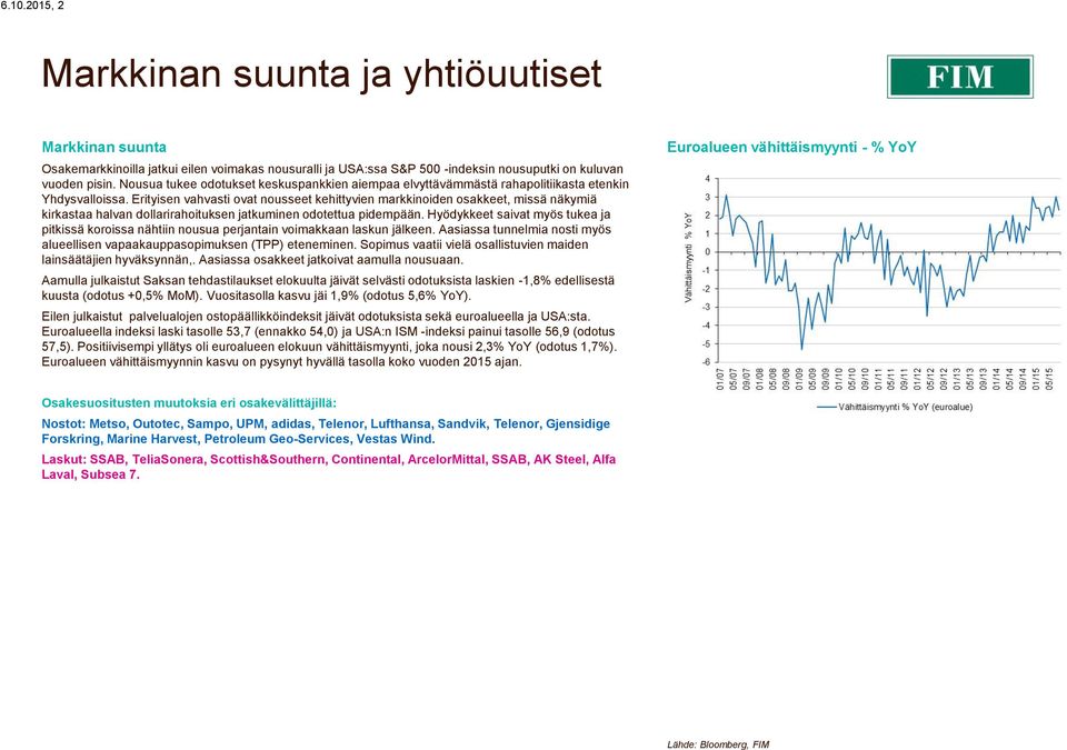 Erityisen vahvasti ovat nousseet kehittyvien markkinoiden osakkeet, missä näkymiä kirkastaa halvan dollarirahoituksen jatkuminen odotettua pidempään.