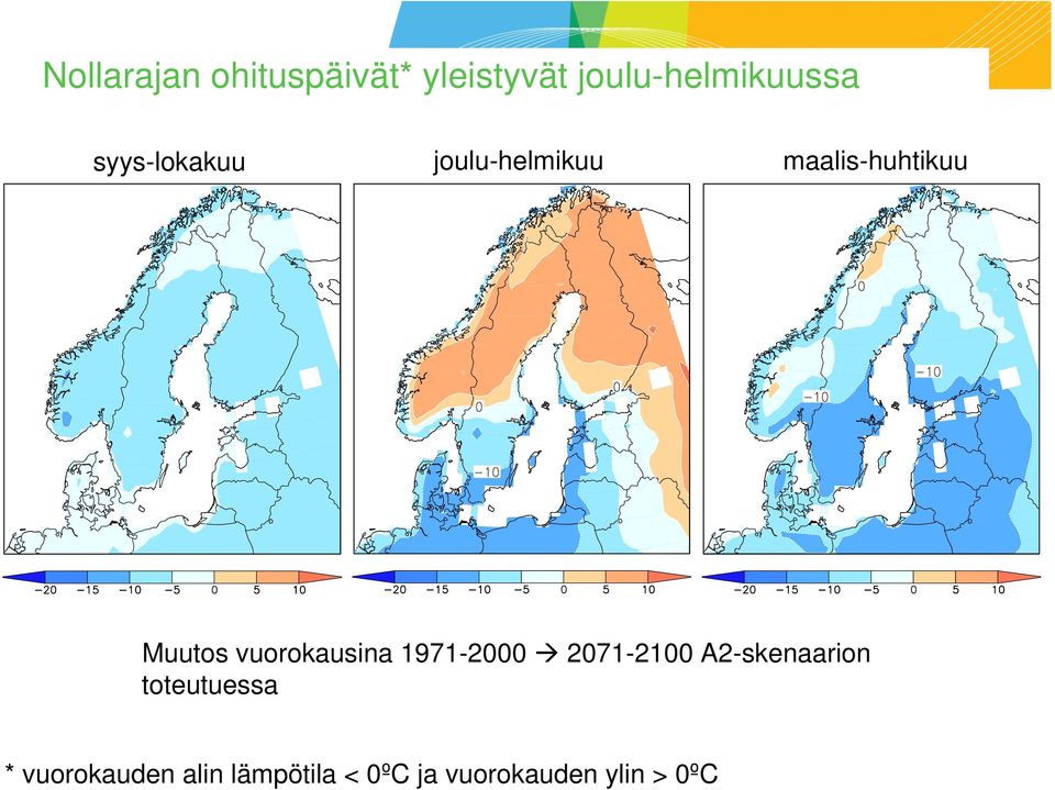 vuorokausina 1971-2000 2071-2100 A2-skenaarion