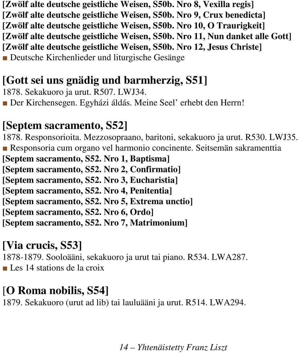 Nro 12, Jesus Christe] Deutsche Kirchenlieder und liturgische Gesänge [Gott sei uns gnädig und barmherzig, S51] 1878. Sekakuoro ja urut. R507. LWJ34. Der Kirchensegen. Egyházi áldás.