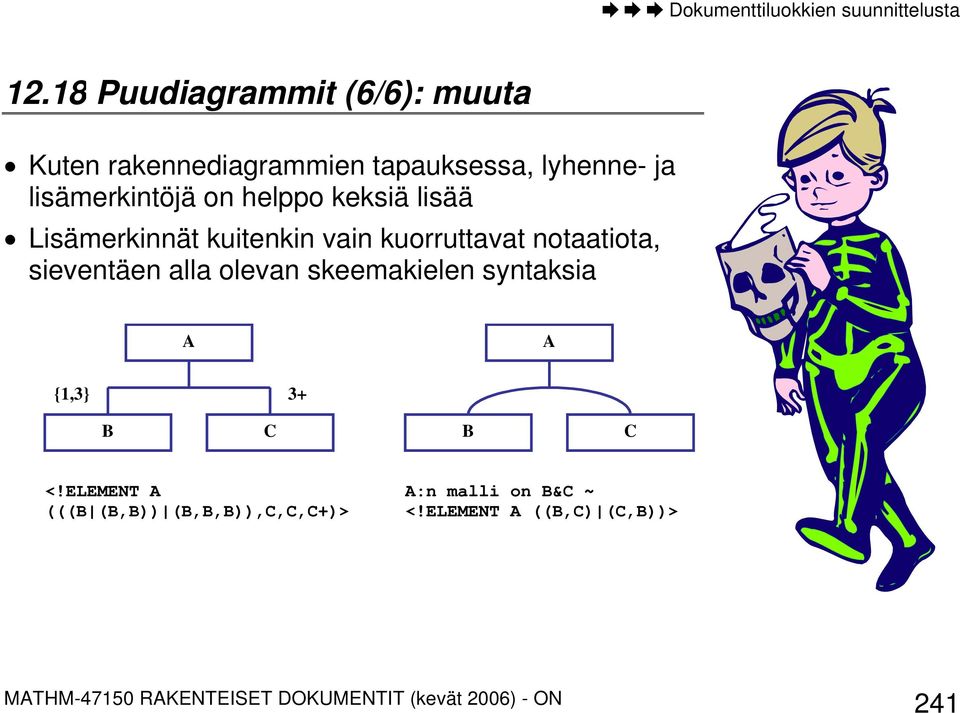 helppo keksiä lisää Lisämerkinnät kuitenkin vain kuorruttavat notaatiota, sieventäen alla olevan